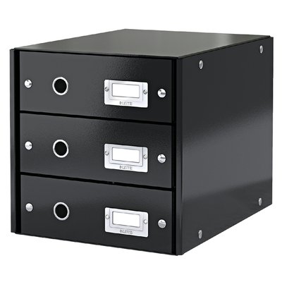 Ladenkast Leitz Click & Store WOW 3 laden gerecycled karton zwart