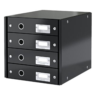 Ladenkast Leitz WOW Click & Store 4 laden gerecycled karton zwart