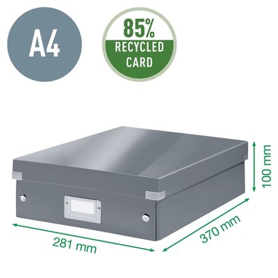 Opbergdoos Leitz Wow Click & Store organiser 280x100x370mm middel gerecycled karton zwart