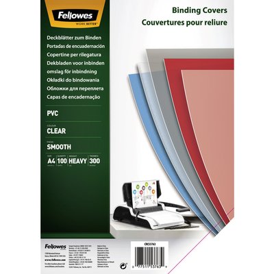 Couverture Fellowes A4 PVC 300 micron recyclé 100 pièces