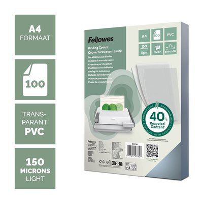 Couverture Fellowes A4 PVC 150 micron recyclé 100 pièces