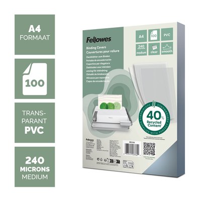 Couverture Fellowes A4 PVC 240 micron recyclé 100 pièces