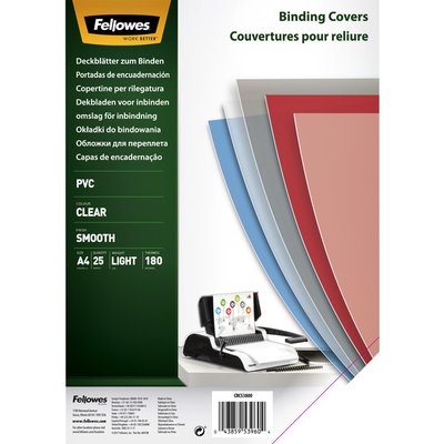 Couverture Fellowes A4 PVC 180 micron recyclé 25 pièces
