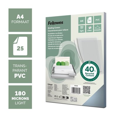 Couverture Fellowes A4 PVC 180 micron recyclé 25 pièces