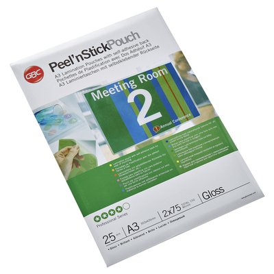 Pochette de plastification GBC A3 autocollante 2x75 microns 25 piéces