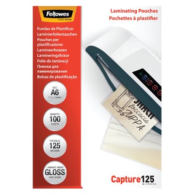 Pochette de plastification Fellowes A6 2x125micron brillant 100 pièces
