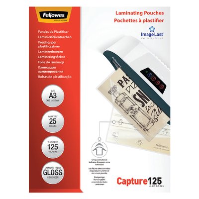 Pochette de plastification Fellowes A3 2x125micron brillant 25 pièces