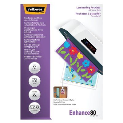 Pochette de plastification Fellowes A4 autocollante 2x80micron 100 pièces