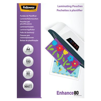 Pochette de plastification Fellowes A4 2x80micron mat 100 pièces