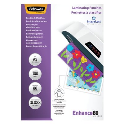Pochette de plastification Fellowes A3 2x80micron brillant 100 pièces