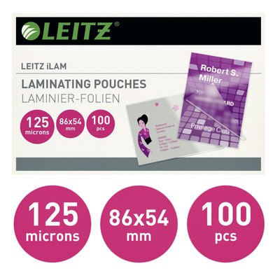 Pochette de plastification Leitz iLAM 54x86mm 2x125 microns EVA 100 pièces