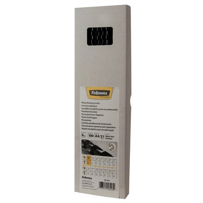 Bindrug Fellowes 6mm 21rings A4 zwart 100 stuks