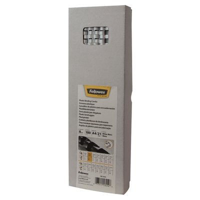 Bindrug Fellowes 8mm 21rings A4 wit 100 stuks