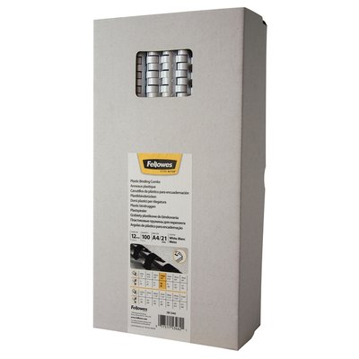 Bindrug Fellowes 12mm 21rings A4 wit 100 stuks