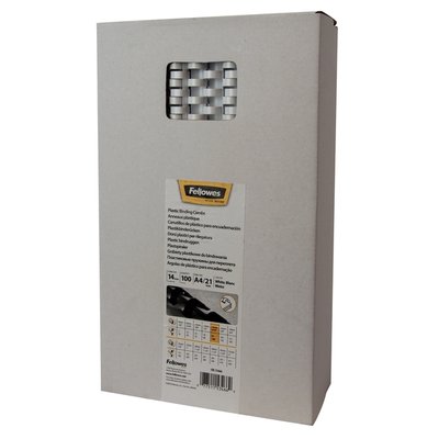 Bindrug Fellowes 14mm 21rings A4 wit 100 stuks