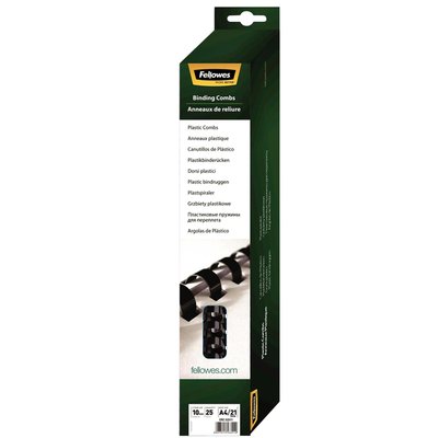 Bindrug Fellowes 10mm 21rings A4 zwart 25 stuks