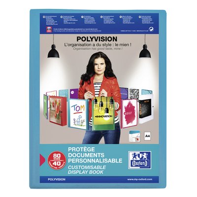 Chemise de présentation Oxford Polyvision A4 40-pochettes PP bleu