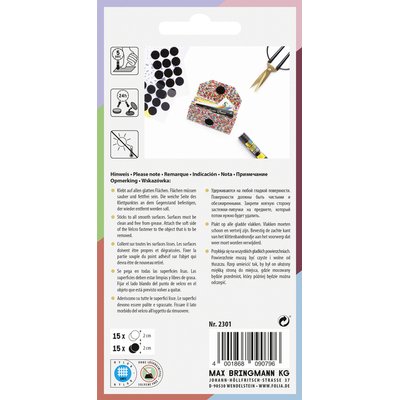 Pastille auto-agrippante Folia 2cm 15x blanc 15x noir