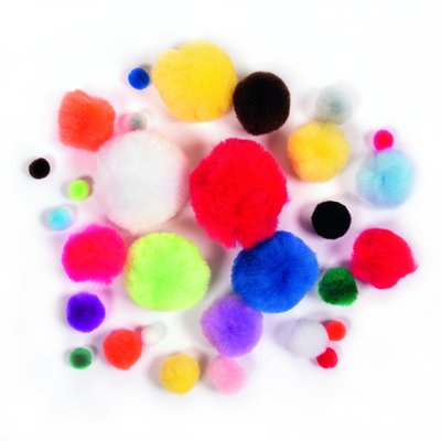 Pompons Folia assorti 30 pièces couleurs et formats assortis