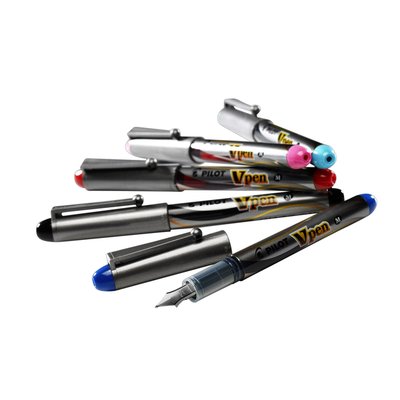 Stylo plume Pilot V-pen Medium argent bleu