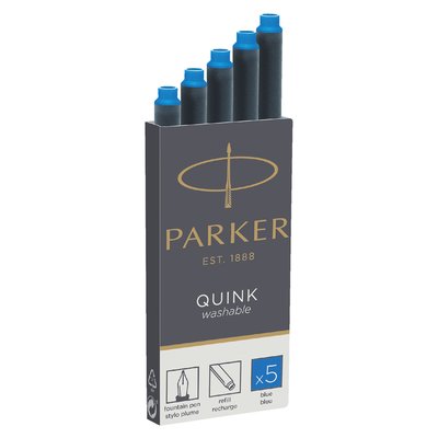 Inktpatroon Parker Quink uitwasbaar koningsblauw pak à 5 stuks