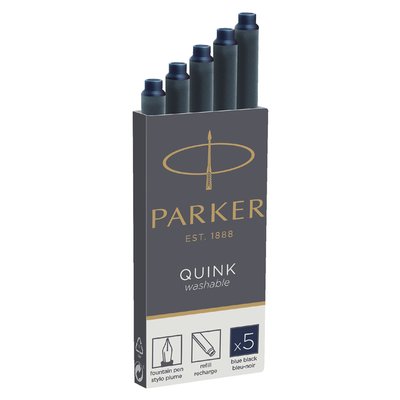 Inktpatroon Parker Quink permanent blauwzwart pak à 5 stuks