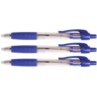 Balpen Quantore Grip drukknop blauw medium