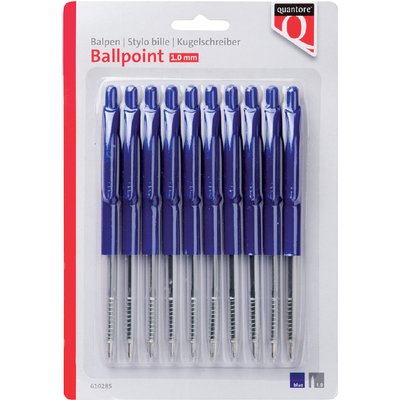 Balpen Quantore drukknop blauw 10 stuks
