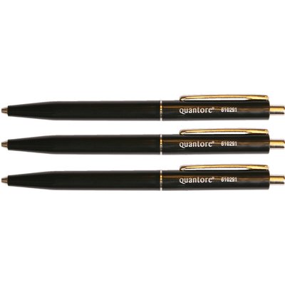 Stylo bille Quantore rétractable avec clip métal Medium noir