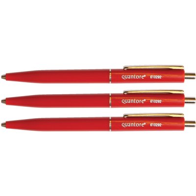 Stylo bille Quantore rétractable avec clip métal Medium rouge