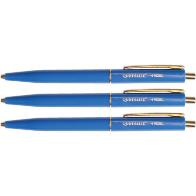Stylo bille Quantore rétractable avec clip métal Medium bleu