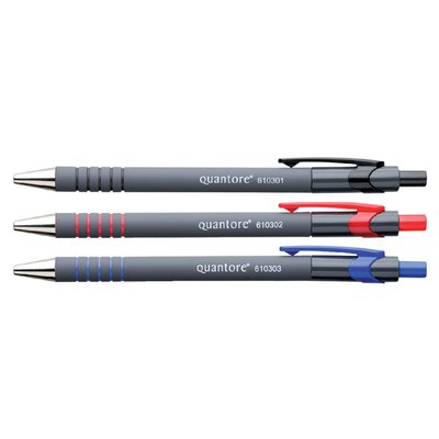 Balpen Quantore rubbergrip drukknop zwart medium