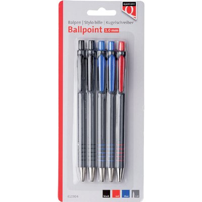 Stylo bille Grip Quantore rétractable assorti 5 pièces