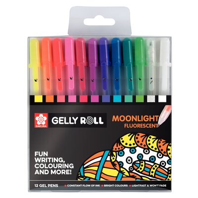 Roller gel Sakura Gelly Roll Moonlight Fluo set 12 couleurs