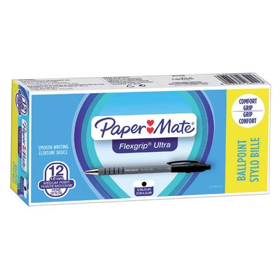 Stylo Bille Paper Mate Flexgrip Ultra Medium noir