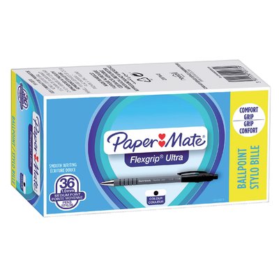 Balpen Paper Mate Flexgrip Ultra medium zwart valuepack 30+6 gratis