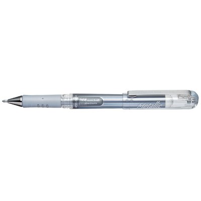 Stylo Gel Pentel K230M Medium argent