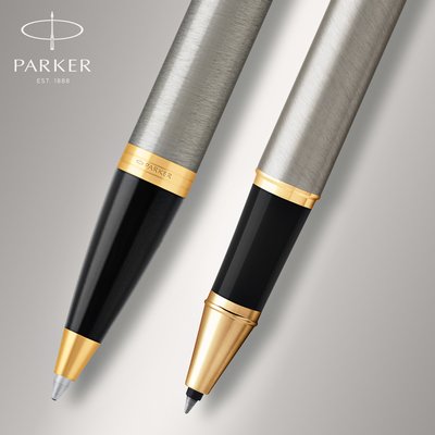 Stylo bille et roller Parker IM Brushed Metal GT Medium 2 pièces