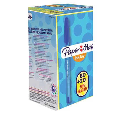 Balpen Paper Mate Inkjoy 100 medium blauw valuepack 80+20 gratis