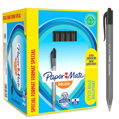 Balpen Paper Mate Inkjoy 100RT medium zwart valuepack 80+20 gratis