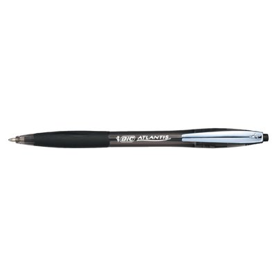 Balpen Bic Atlantis soft metalen clip clic medium zwart