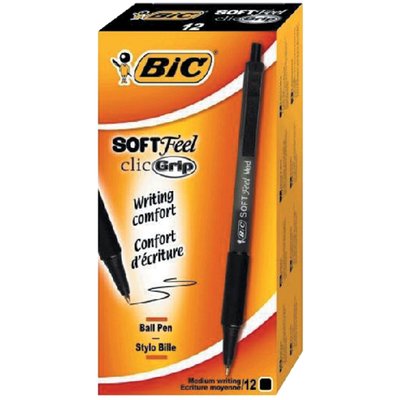 Stylo bille BIC Soft Feel Clic Grip Medium noir