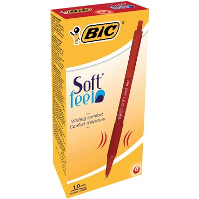 Balpen Bic soft feel grip clic medium rood