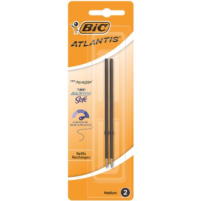 Balpenvulling Bic voor diverse balpennen medium zwart blister à 2st