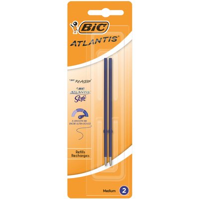 Balpenvulling Bic voor diverse balpennen medium blauw blister à 2st