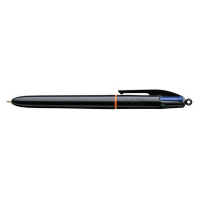 Balpen Bic 4kleuren Pro met ring medium zwart