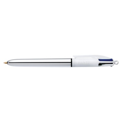 Balpen Bic 4kleuren shine medium zilver