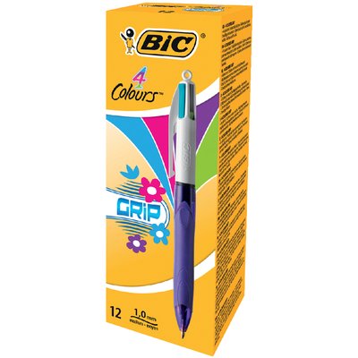 Stylo bille BIC 4 couleurs Grip Medium violet