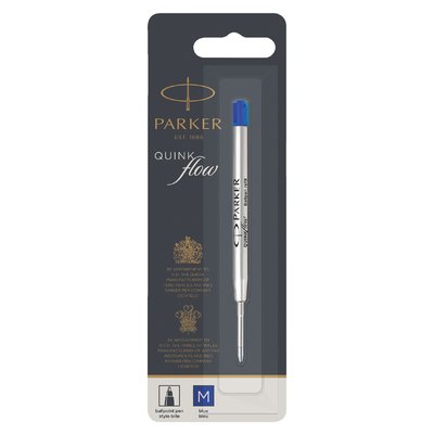 Balpenvulling Parker Quinkflow medium blauw blister à 1 stuk