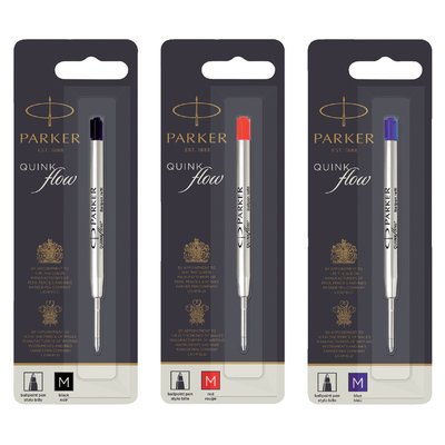Balpenvulling Parker Quinkflow medium blauw blister à 1 stuk